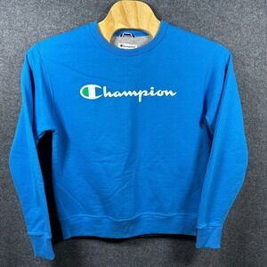Champion Crewneck Sweatshirt Mens Medium Baby Blue Pullover Logo